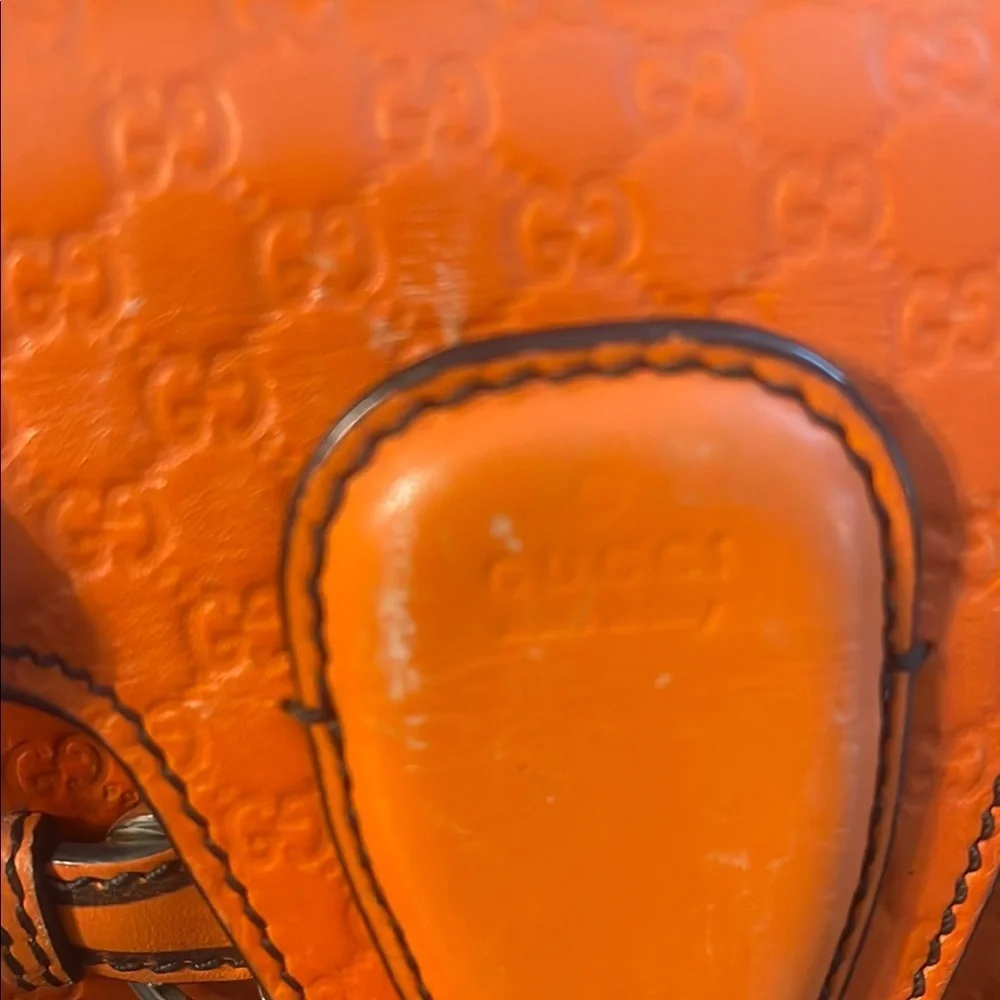 Gucci Orange Horsebit Wallet on Chain Bag with Gold Chain and Tassel